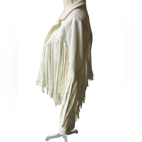 CHARTOU Women's Chic Cropped Tassel Fringe Faux Suede Moto Jacket NWT - Picture 6 of 13